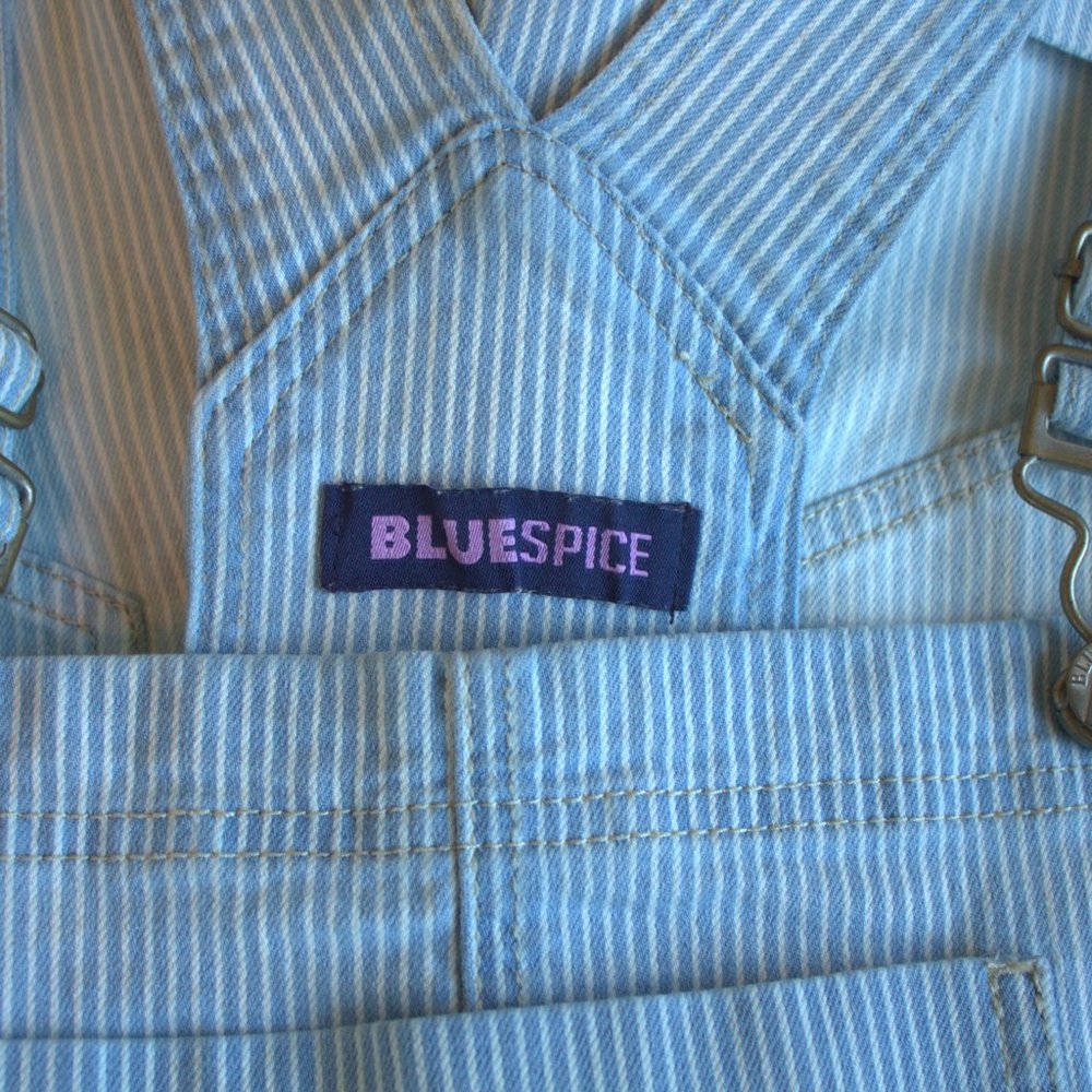 Blue Spice | Striped Overall Shorts | Denim Overalls - Picture 3 of 6